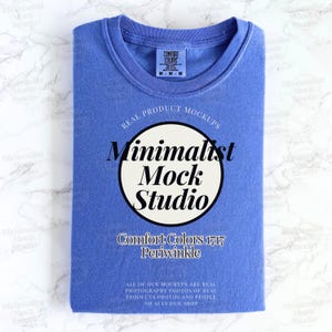 Comfort Colors 1717 Periwinkle Mockup tshirt Mockup tshirt Flay Lay Print on Demand Trendy Minimalist Boho Mock up Purple tshirt Mockups