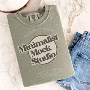 Comfort Colors Mockup 1717 Sandstone tshirt Mockup Shirt Flay Lay Print on Demand Minimalist Boho Aesthetic Mock ups Comfort Colors tshirt