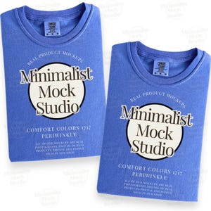 Comfort Colors Mockup 1717 Periwinkle tshirt Mockup tshirt Flay Lay Print on Demand Trendy Minimalist Boho Mock ups Purple tshirt Mockups