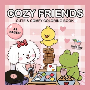 Cozy Friends Süßes & gemütliches Malbuch | PDF Download 43 Seiten Niedliches und Kuscheliges Ausmalbuch