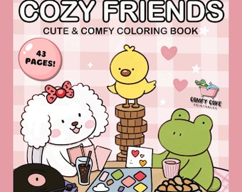 Cozy Friends Cute & Comfy Coloring Book | PDF Download 43 Pages Cute and Cozy Coloring books