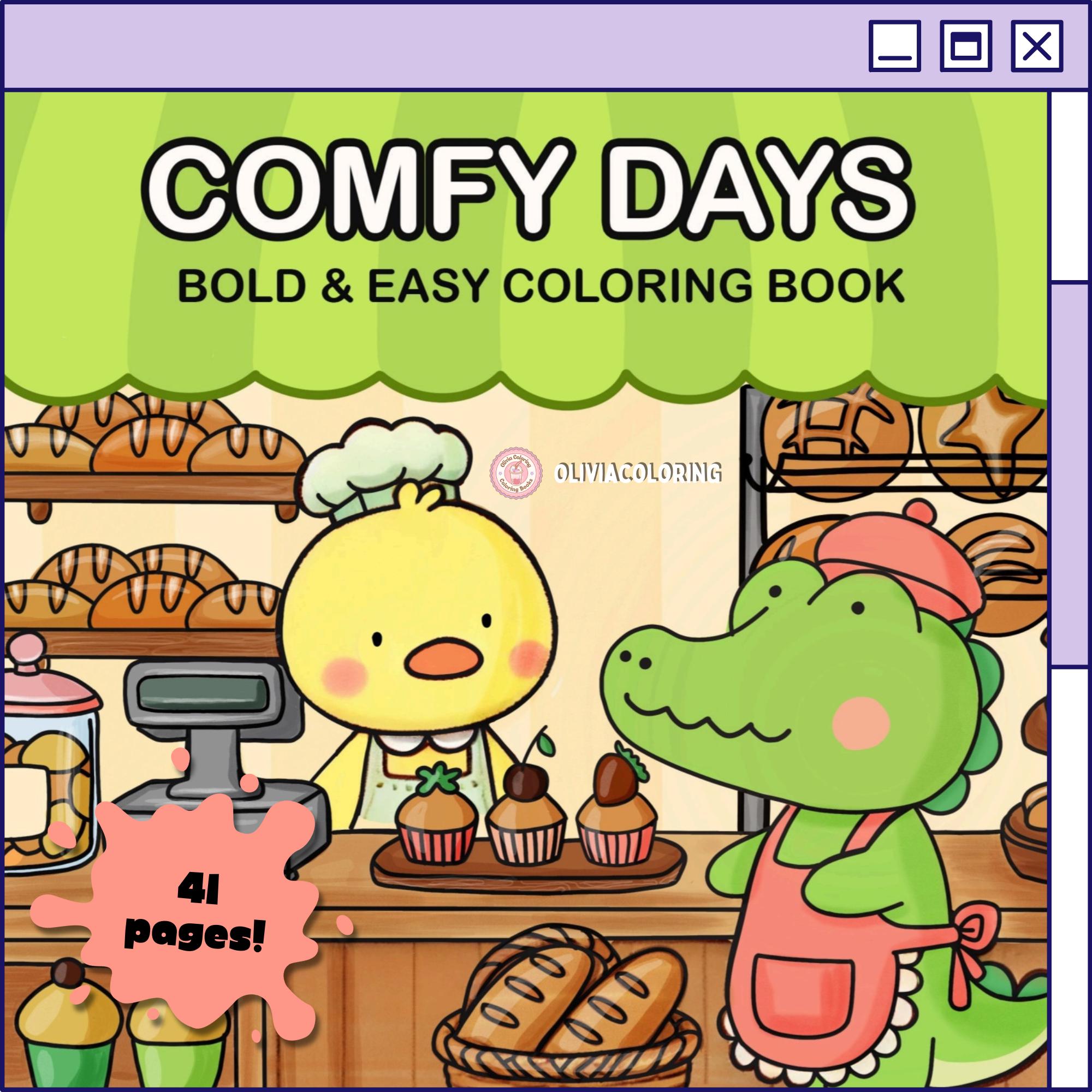 Comfy Days Cute & Cozy Coloring Book (41 Pages) | Instant PDF Download for Kids & Adults