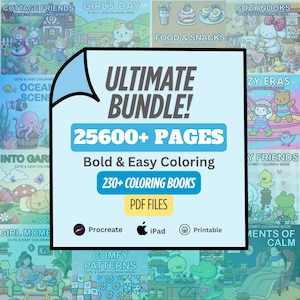 Ultimatives Malbuch-Bundle - 25.600+ Seiten, 230+ fettgedruckte und einfache PDF-Bücher für Kinder & Erwachsene