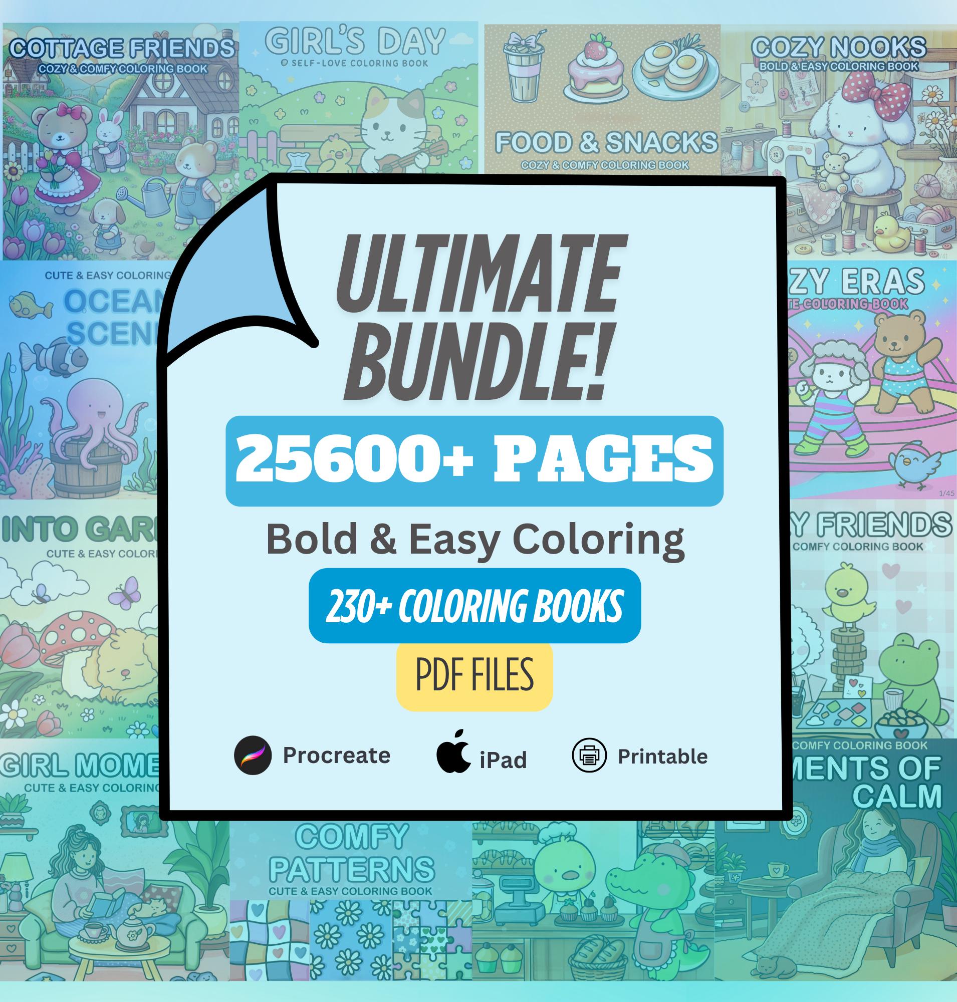 Mega pack definitivo de libros para colorear: más de 25.600 páginas y 230+ libros PDF con trazos gruesos y fáciles para niños y adultos