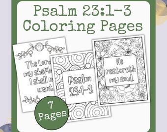 Psalm 23:1-3 Printable Coloring Pages (Digital Download)