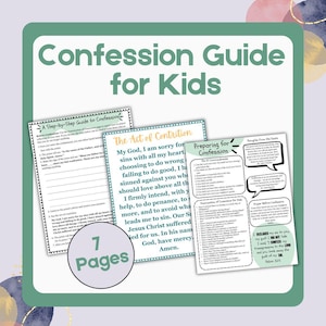 Printable Catholic Kids Confession Guide - 7 pages | First Reconciliation Printable | Examination of Conscience | Sunday School