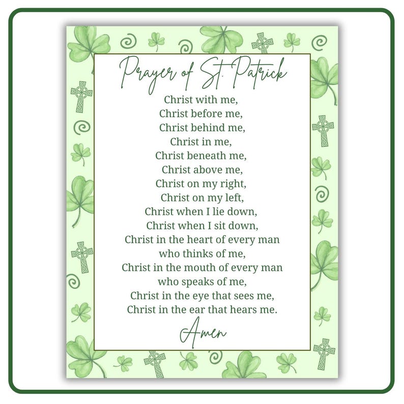 St. Patrick Prayer Cards Catholic Kids Prayer Printable (digital
