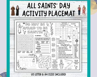 All Saints' Day Activity Placemat for Catholic Kids (Digital Download)