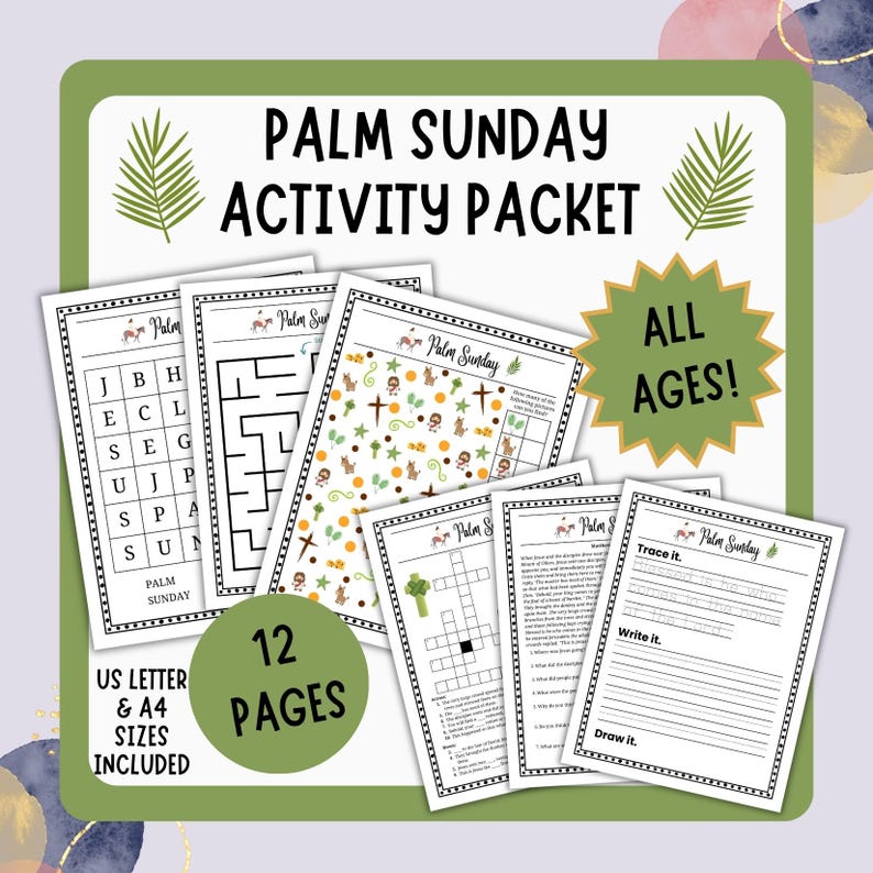Palm Sunday Activity Packet and Scripture Study for Kids of All Ages ...
