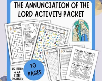 The Annunciation of the Lord Activity Packet for Catholic Kids (Digital download)