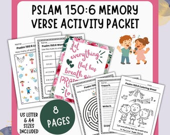 Psalm 150:6 Memory Verse Scripture Activity Packet for Kids (Digital Download)