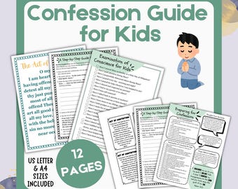 Confession Guide for Catholic Kids | First Reconciliation Printable | Examination of Conscience (Digital download)