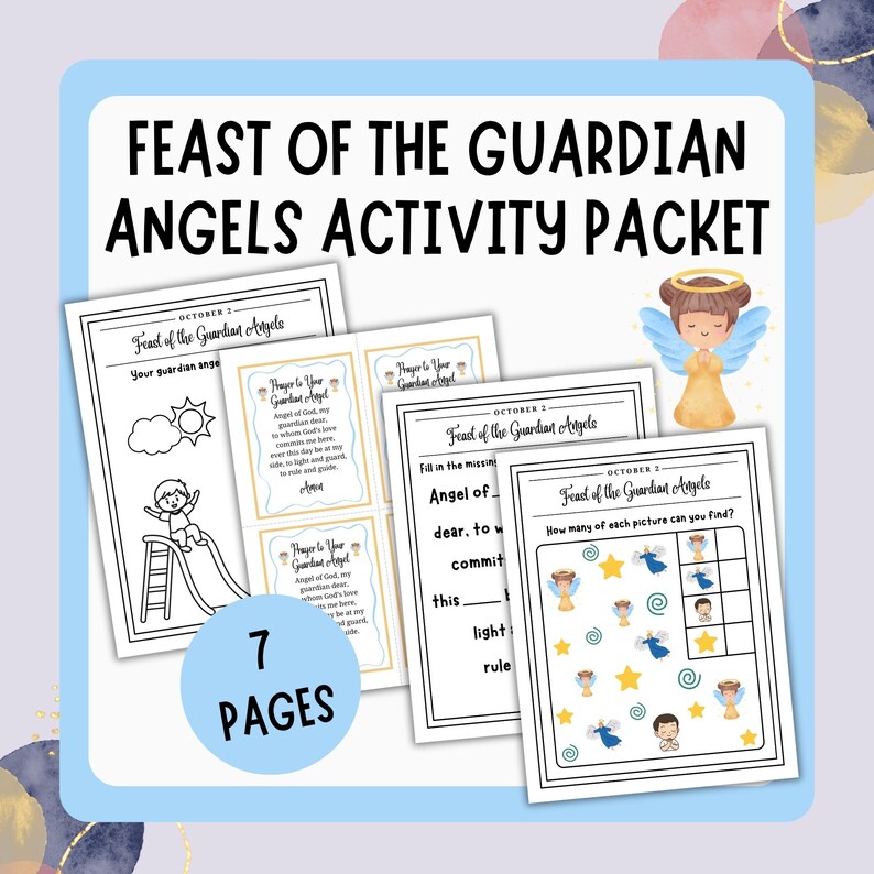Guardian Angel Round Checklist Example.pdf Feast of the Guardian Angels Printable Activity Packet for Catholic ...
