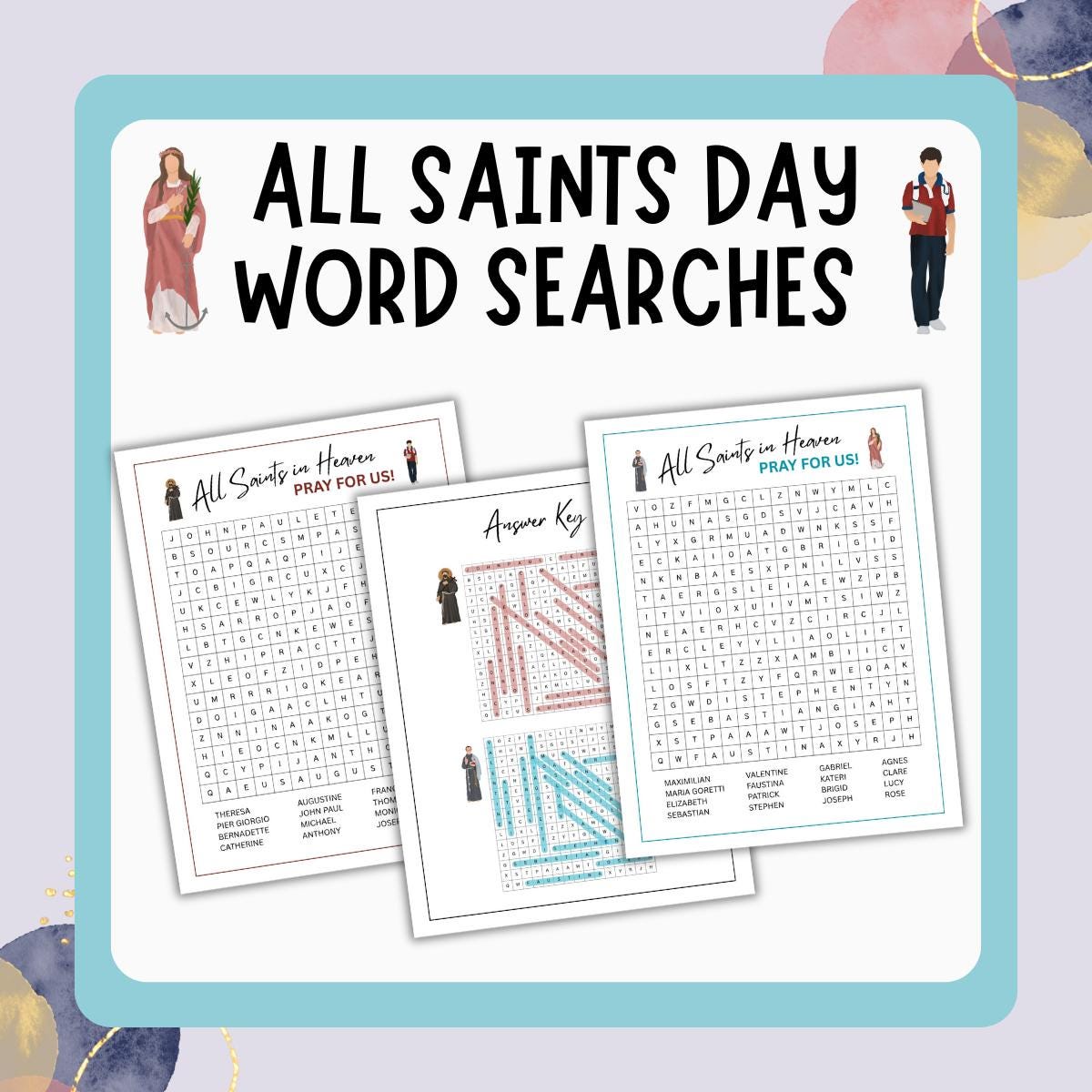 all saints day word searches | catholic kids printable