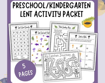 Lent Activity Packet for Catholic Preschool and Kindergarten Kids (Digital download)