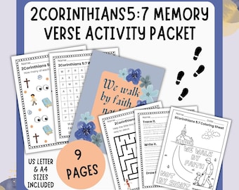 2Corinthians 5:7 Memory Verse Scripture Packet for Kids | We walk by faith (Digital Download)