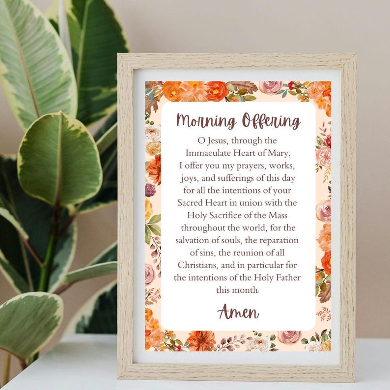 Catholic Prayer Printable | Morning Offering | Digital Download - Etsy
