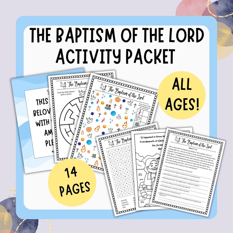 The Baptism of Jesus Activity Packet for Kids (digital Download) - Etsy