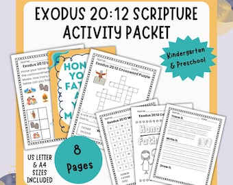 Exodus 20:12 Memory Verse Scripture Packet for Kids (Digital Download)