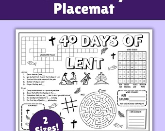 Lent Activity and Coloring Placemat for Catholic Kids (Digital Download)