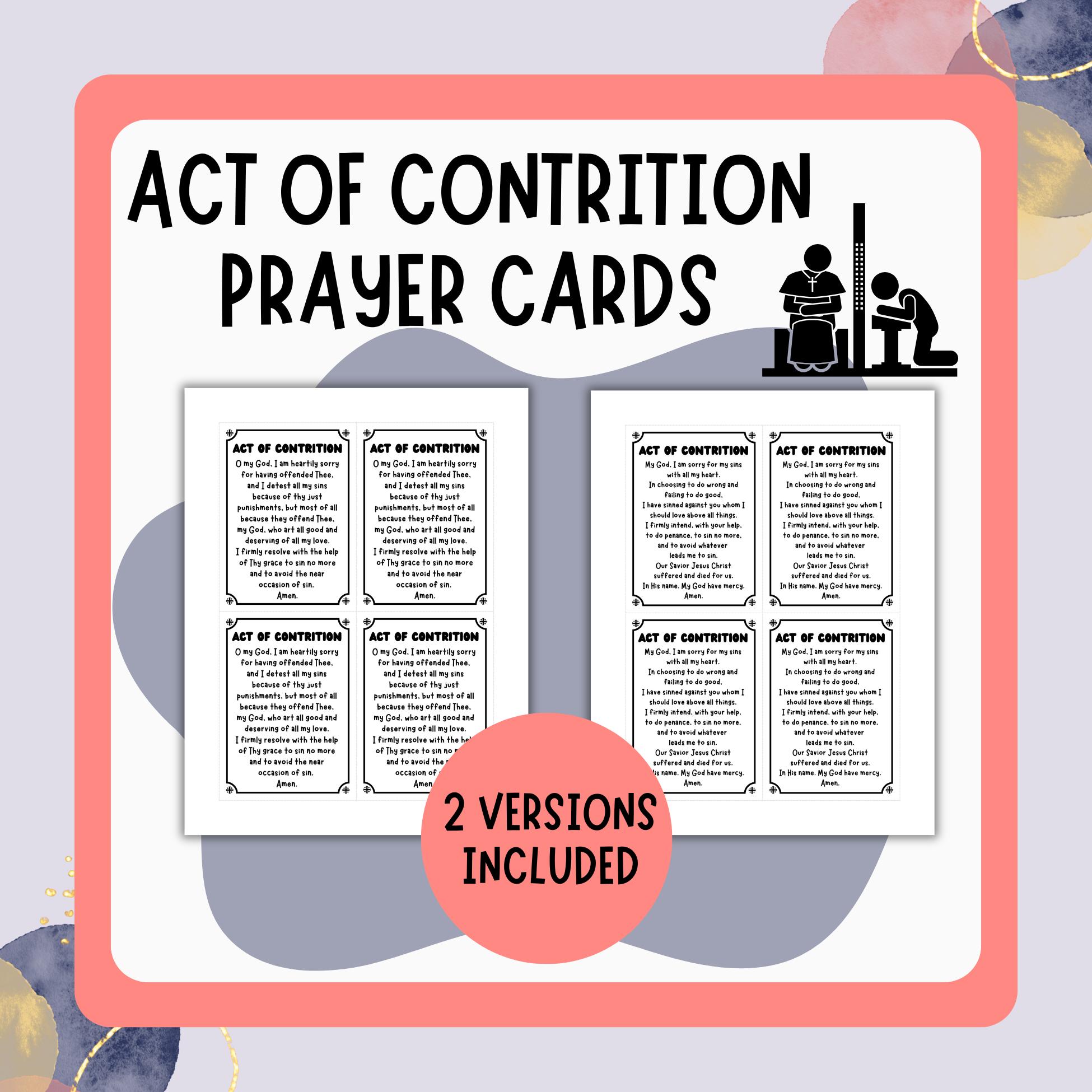 Act of Contrition Prayer Cards | First Reconciliation (digital Download ...