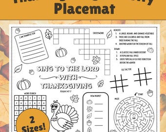 Christian Thanksgiving Activity Placemat (Digital Download)