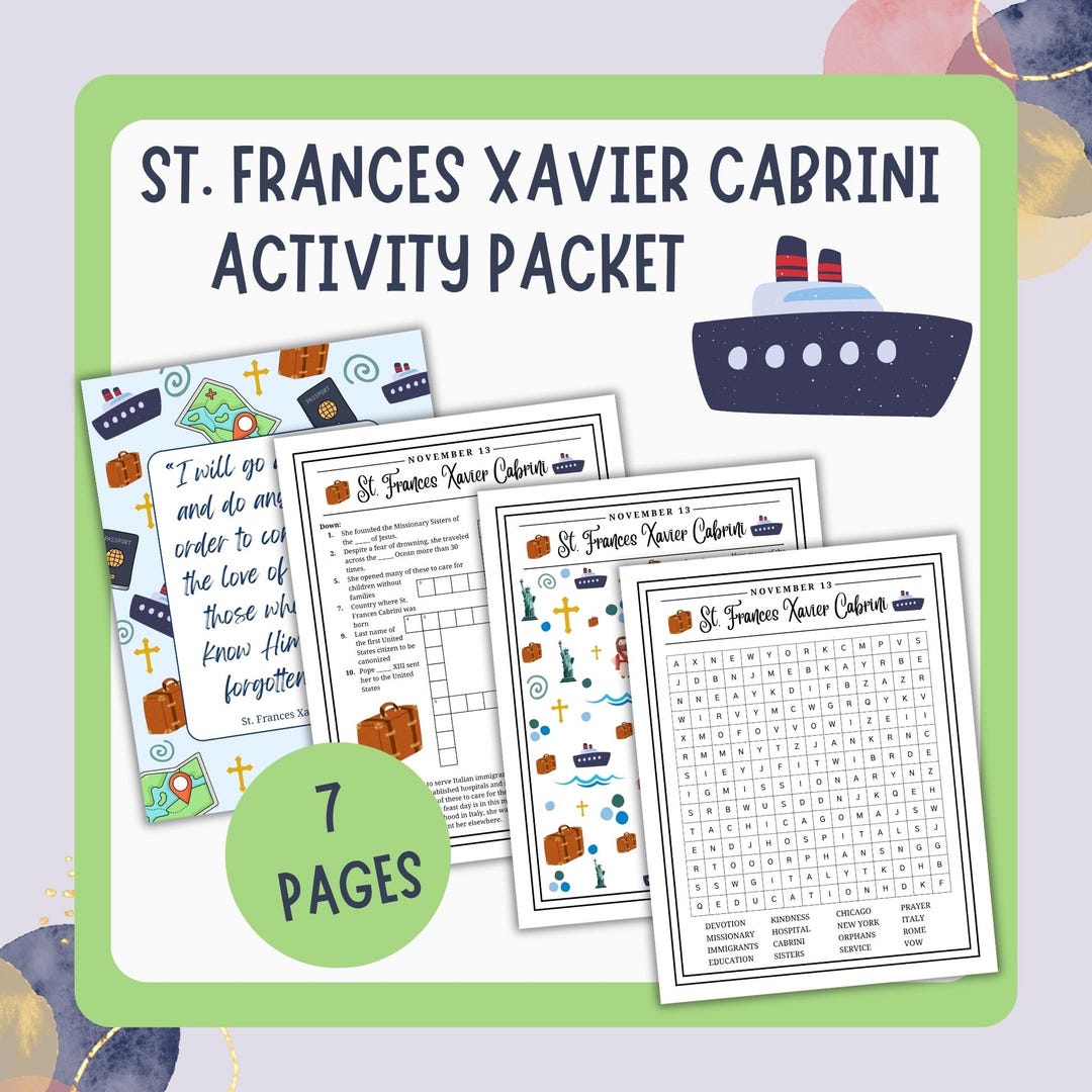 St. Frances Xavier Cabrini Activity Packet for Catholic Kids | Mother ...