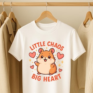 Little Chaos Big Heart Shirt Cute Hamster Cartoon Tee, Funny Kawaii Animal T-Shirt, Gift for Pet Lovers