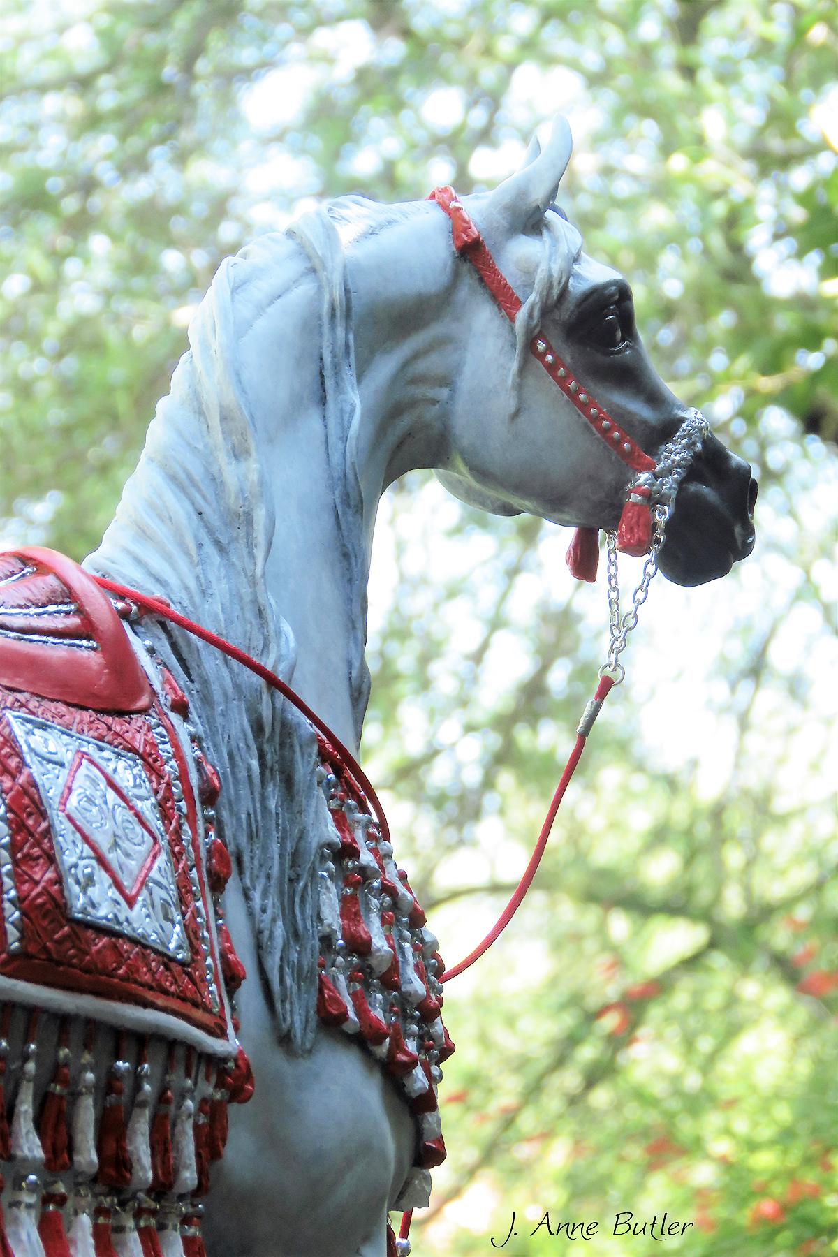 The Treasure - Arabian horse bronze sculpture with embellished saddle and bridle