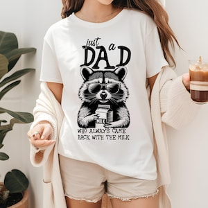 Just A Dad Who Always Came Back With The Milk Png, Retro Dad Raccoon Shirt, Came Back With The Milk Png, Funny Father’s Day Png