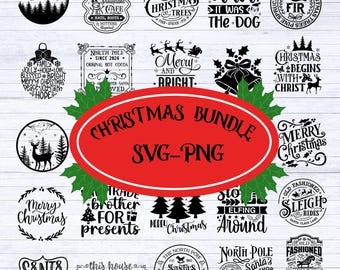 クリスマス SVG バンドル: サンタ、オーナメント、面白い名言 (デジタルダウンロード)
