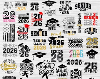 Senior 2026 SVG Bundle: Graduation Designs, Coquette Bow (Digital Download)