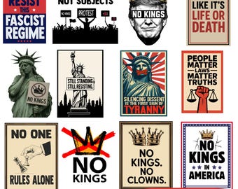 Anti-Trump Protest Posters: No Kings Sign, Activist Art (Digital Download)