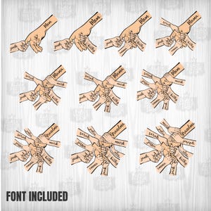 母の日 SVG PNG デジタル ファイル、1 ～ 10 個の手のママ/おばあちゃんと子供の SVG PNG バンドル、カスタム名の手の子供の名前、最高のお母さんへの贈り物