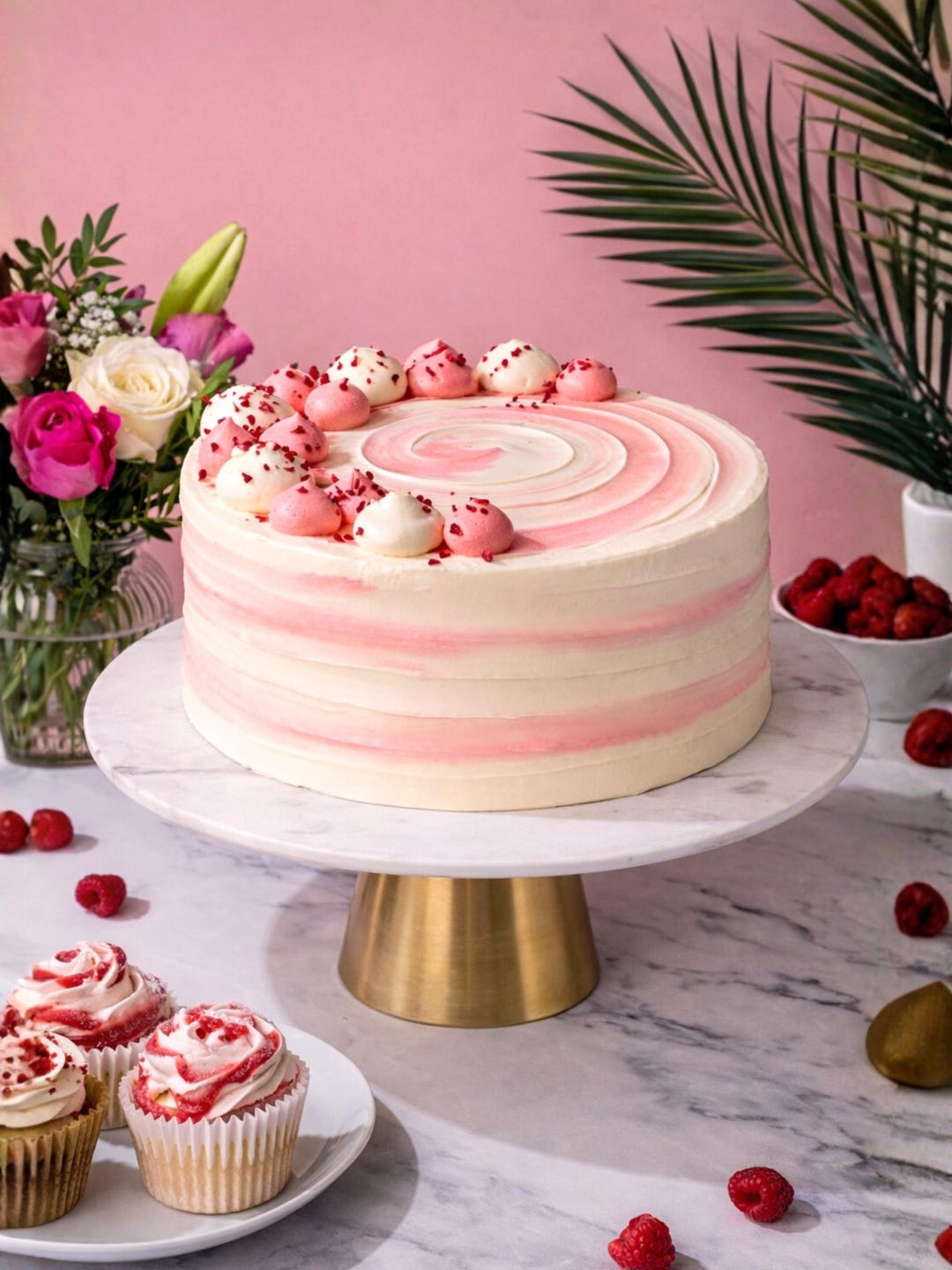 Small Raspberry Ripple Cake Raspberry Ripple Birthday Cake 8 Inch, White Chocolate Plaques, Cream ...