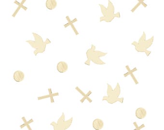 Confeti para mesa de Primera Comunión – Decoración para fiestas con cruz dorada o para celebraciones en iglesias