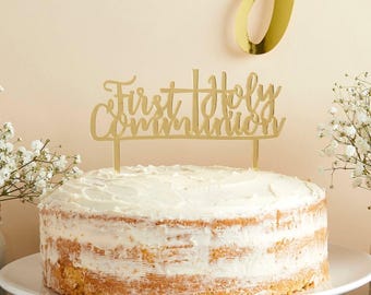 Adorno acrílico dorado para tarta de Primera Comunión – Decoración para fiesta de comunión / Vendedor del Reino Unido