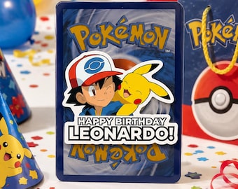 Personalized Pokemon Birthday Loot Bag | Custom Pokemon Cards Party Favor | Pikachu & Ash Birthday Gift | Pokemon Themed Favor Goodie Bag