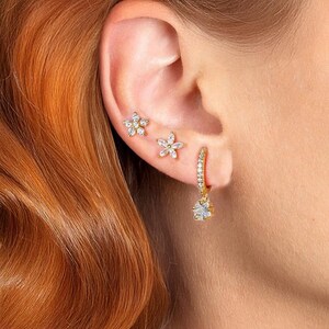 Gold Star Earring Set, CZ, Gold Statement Earrings Set • Gift For Her • Bridesmaid Gift • 18K Gold Star Earrings Set, Valentines day Gift