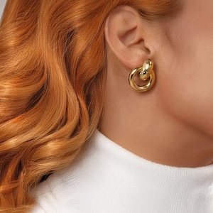 Gold Hoop Stud Earrings, Thick Hoop Earrings Studs Women, Huggie Hoop Earrings, Waterproof Earrings, Anti Tarnish Handmade Earrings