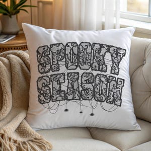 Spooky Season Halloween Throw Pillow, Faux Suede Pillow, Witchy Throw Pillow, Gothic Throw Pillow, Spider Web Pillow, Halloween Home Decor