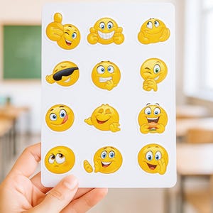 Back to School - Emoji Sticker Sheet Kiss Cut (8.5"x11") – Emoticon Stickers for Laptops, Planners, Journals, Scrapbooks, Crafts & More!