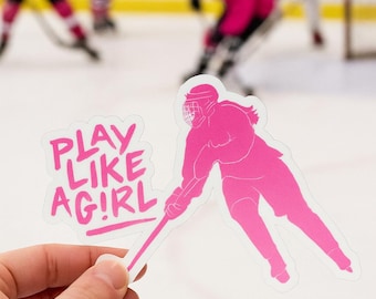 Play Like A Girl Hockey Sticker or Magnet: Handmade Athlete Car Decal - Hockey Stickers - Hockey Magnets