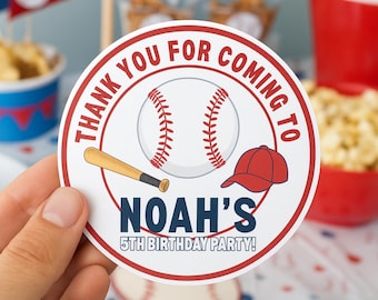 Baseball Birthday Stickers for Kids, Personalized Baseball Party Favor Stickers, Custom Sports Birthday Decor