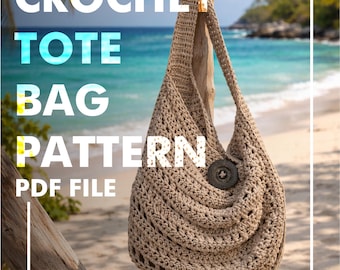 Patroon doe-het-zelf gehaakte draagtas | Patroon gehaakte tas voor beginners (pdf) | Gemakkelijke handgemaakte schoudertas | Zelfstudie modern haken
