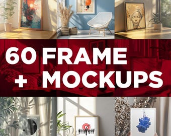 60+ Wall Art Rahmen Mockup Bundle: PSD Mockups (Digitaler Download)