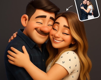 Pixar Style Portrait from Photo, Couple, Family, Pet Gift, Animated Style Portraits, Digital 3D Portrait, Gift, Digital Pixar Art