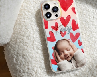 5 styles Custom name picture gift for new mom Personalized Baby Photo Phone Case with  Heart Design Gift for New Mom Gift for baby&#39;s mom