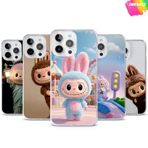 Labubu Monster Phone Case – Cute Toy Style Clear iPhone Ccase gift for Labubu fans Kawaii Fluffy Cartoon Art Case Gift for Labubu Lovers