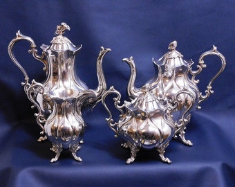 Vintage or Antique Reed and Barton 1790 Extra Plate Silver Tea and Coffee Set-Beautiful